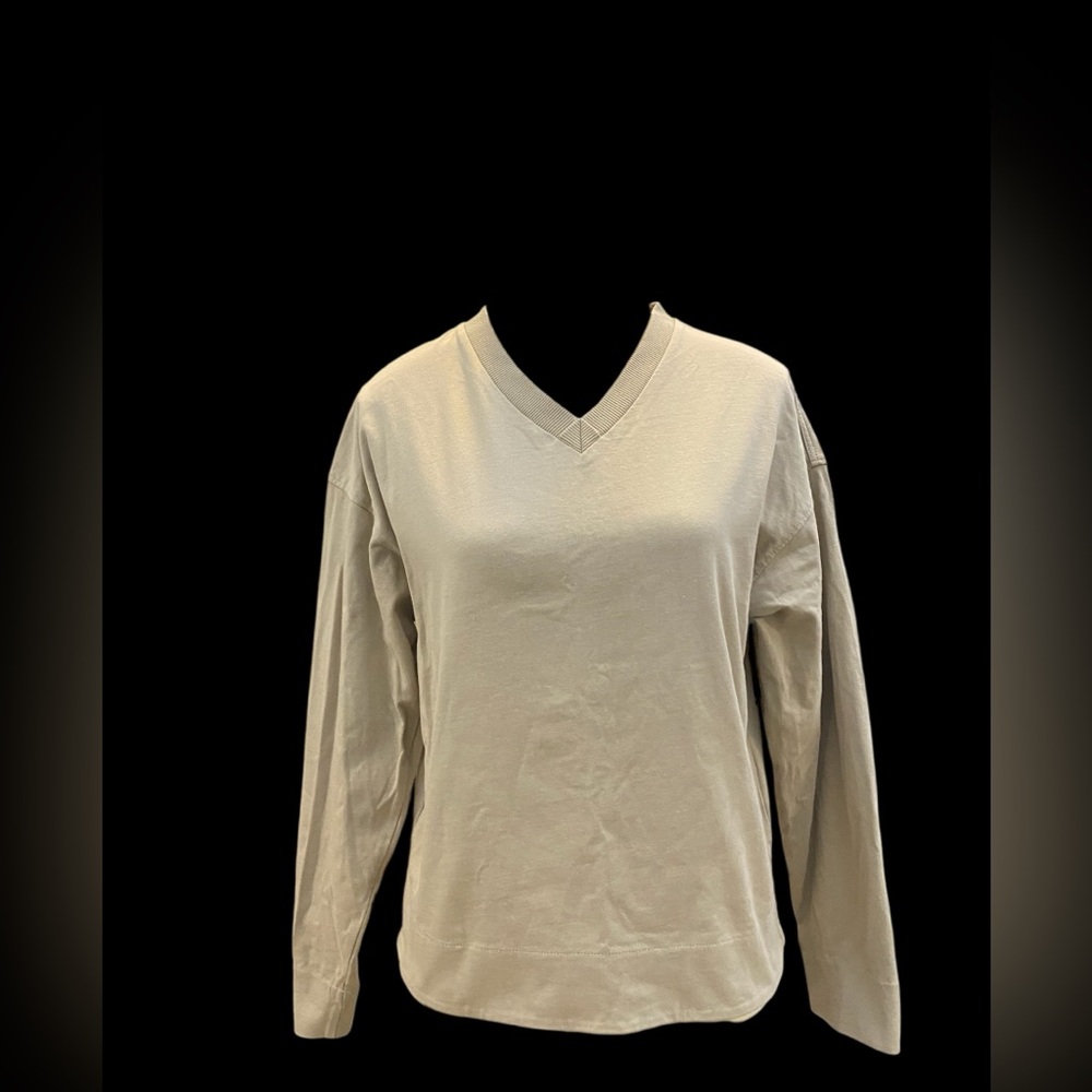 KOTN Women's V-Neck Top in Tan 100% cotton Size S EUC